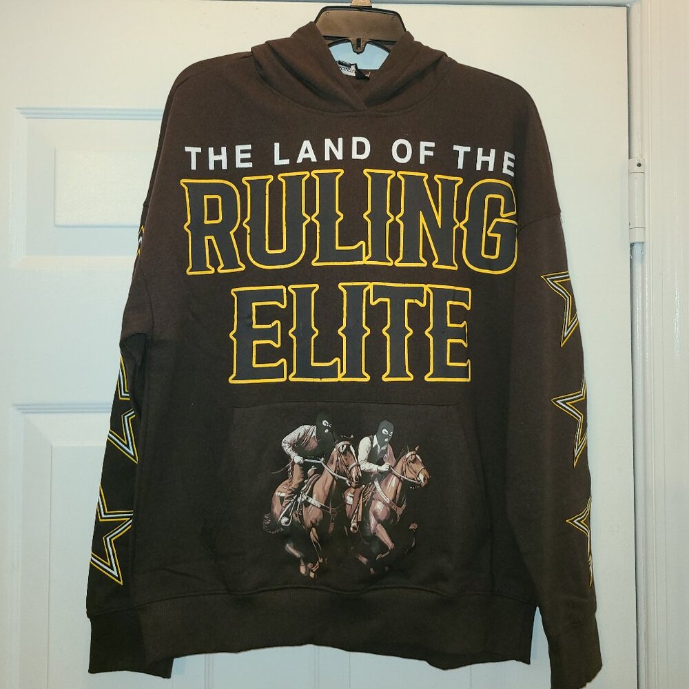 Men's Crooks & Castles Brown Western Ruling Elite Oversized Hoodie Size L